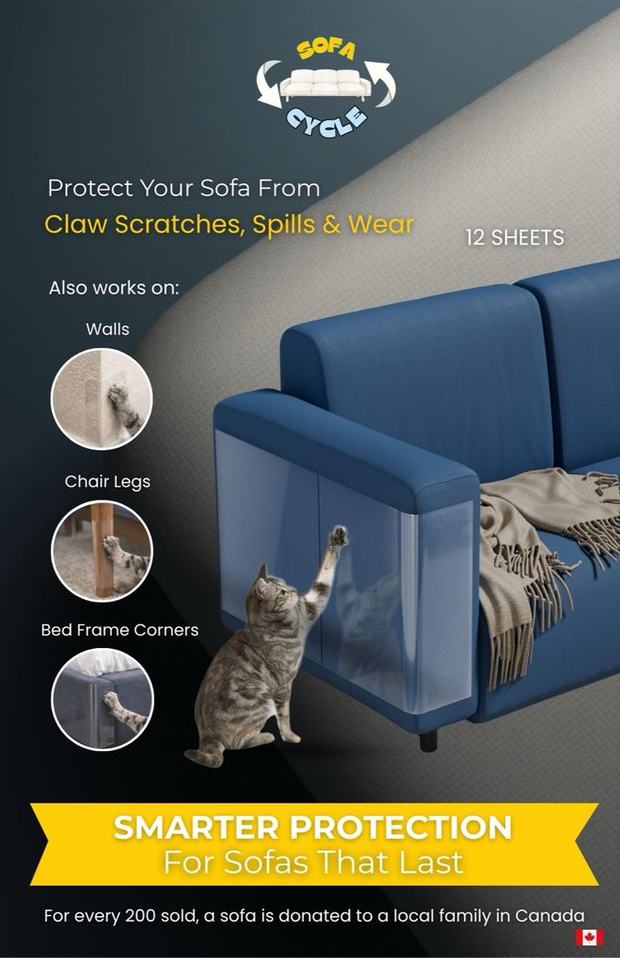 Defense Sheets cat scratch furniture protector — 12 sheets, Sofa Cycle Canada